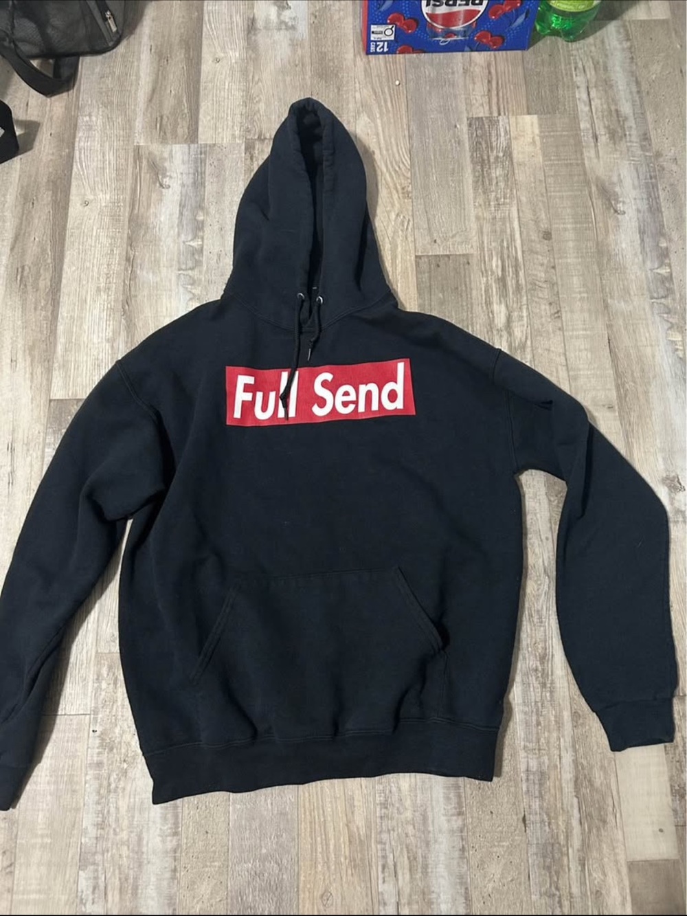 Men's Black Hoodie with Red Logo